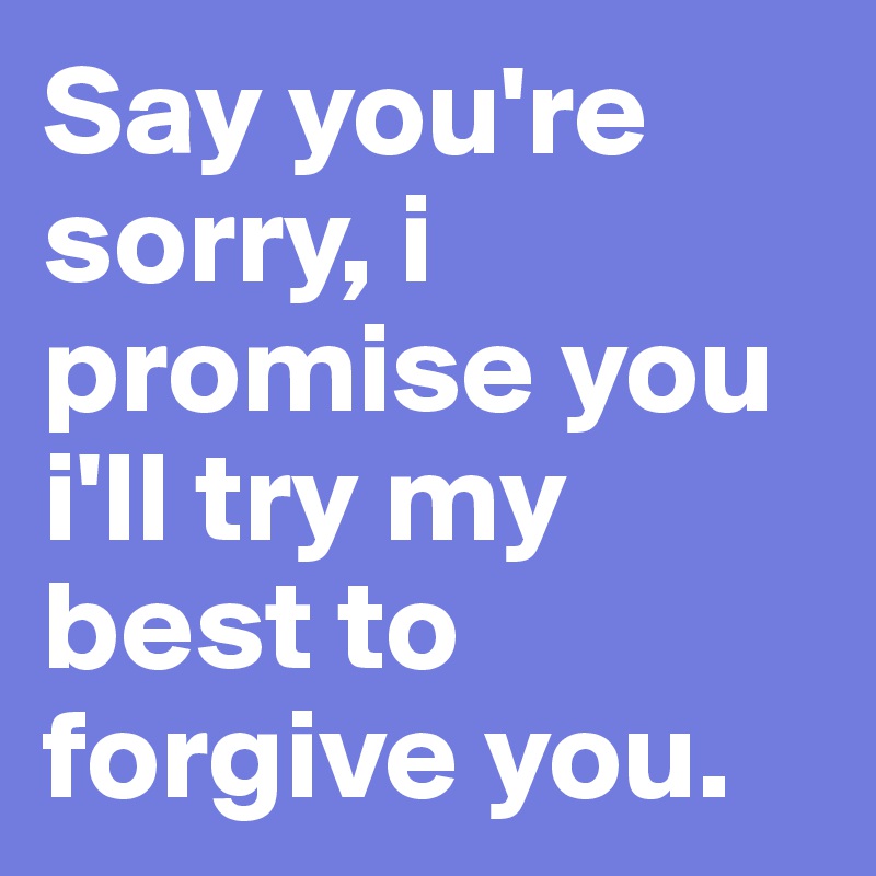 Say you're sorry, i promise you i'll try my best to forgive you.