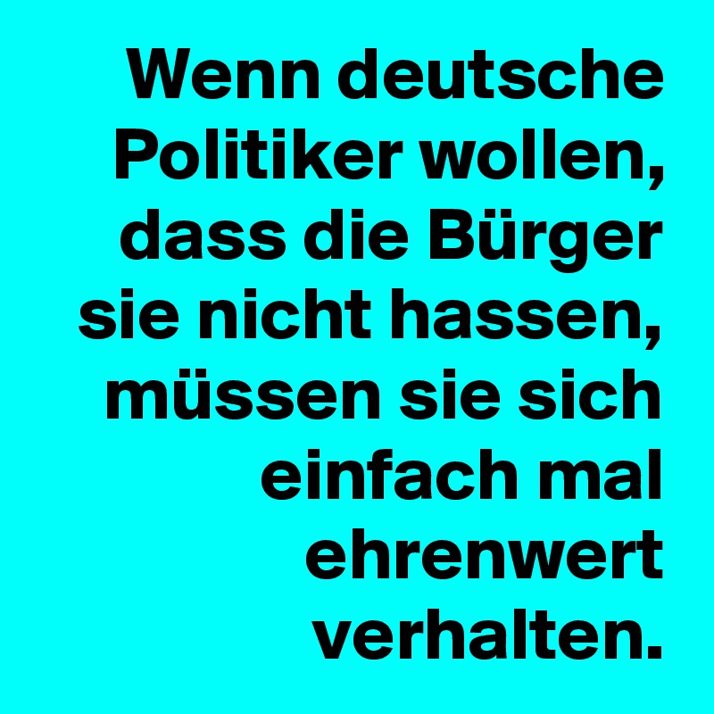 Wenn deutsche Politiker wollen, dass die Bürger sie nicht hassen, müssen sie sich einfach mal ehrenwert verhalten.