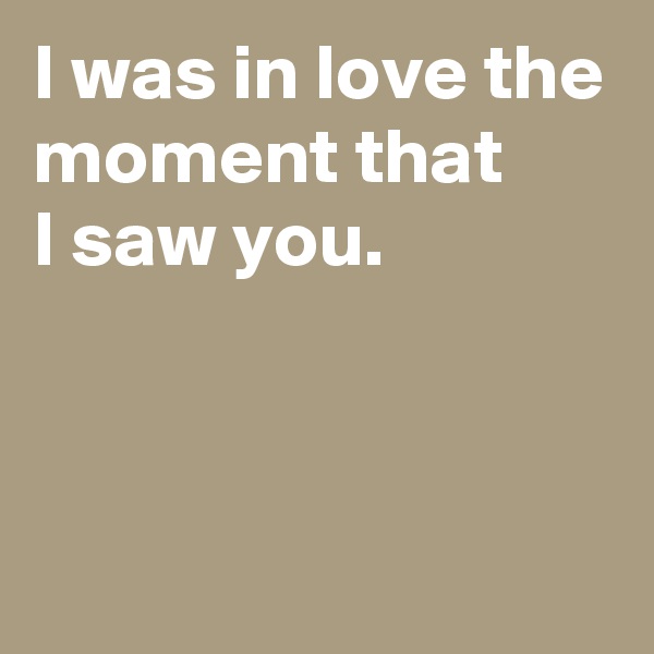 I was in love the moment that
I saw you.




