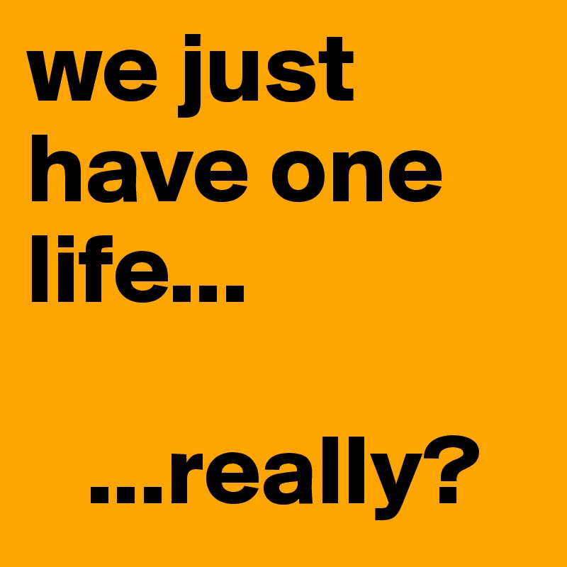 we just have one life... 

   ...really?