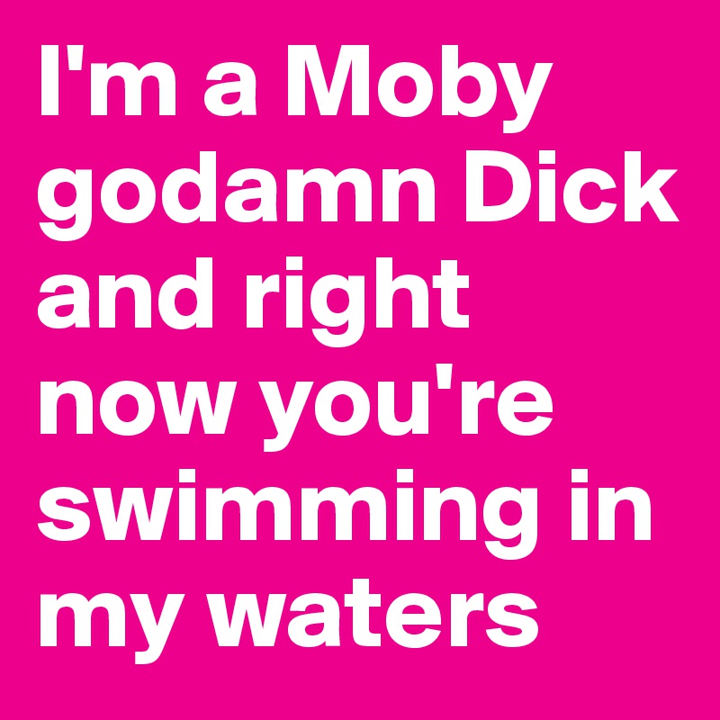 I'm a Moby godamn Dick and right now you're swimming in my waters