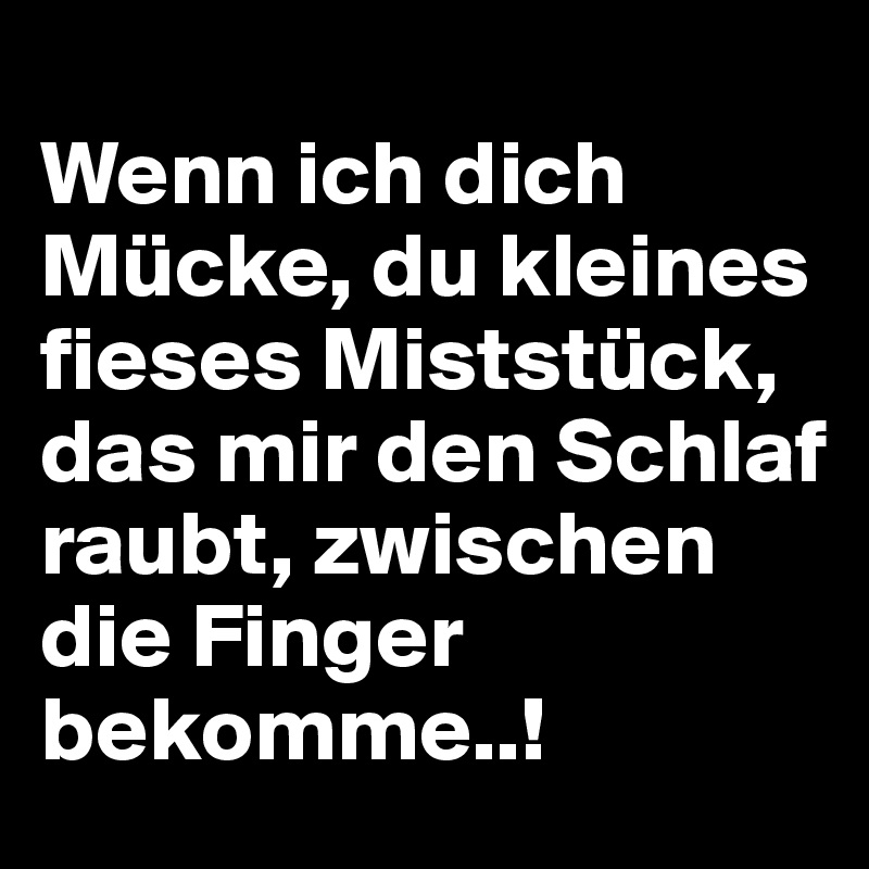 
Wenn ich dich Mücke, du kleines fieses Miststück, das mir den Schlaf raubt, zwischen die Finger bekomme..!
