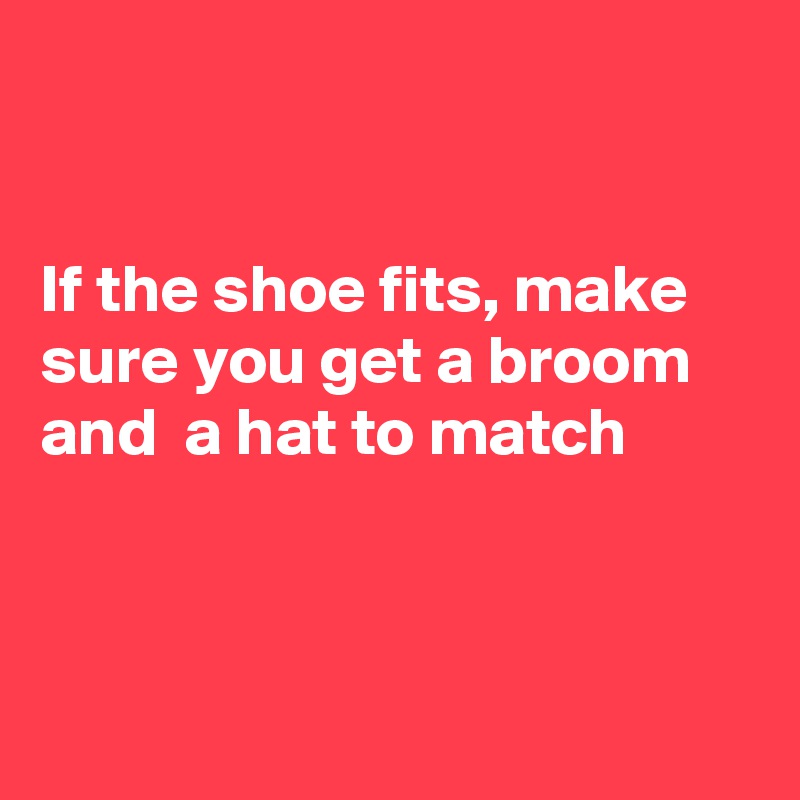 


If the shoe fits, make sure you get a broom  and  a hat to match 



