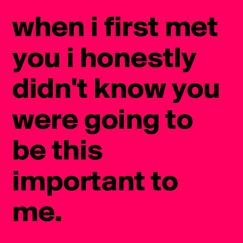 when i first met you i honestly didn't know you were going to be this important to me.