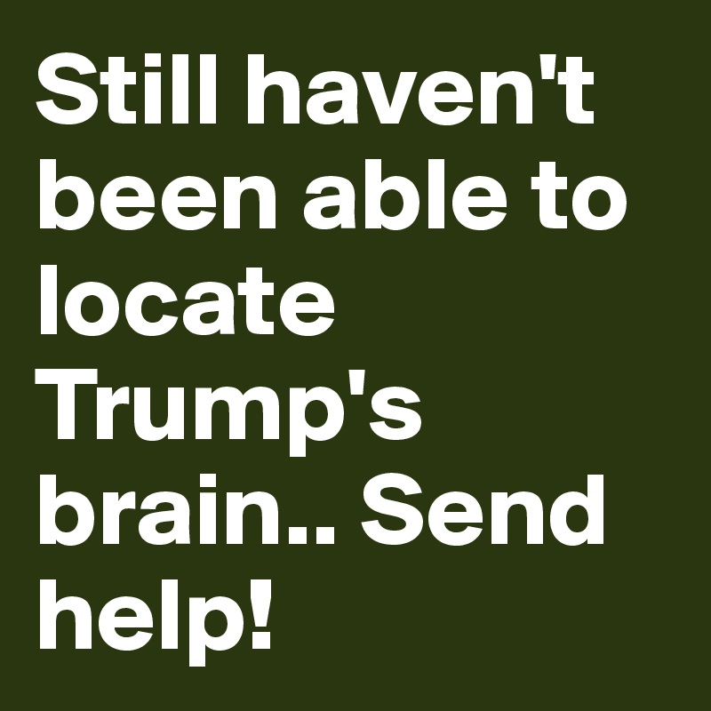 Still haven't been able to locate Trump's brain.. Send help!