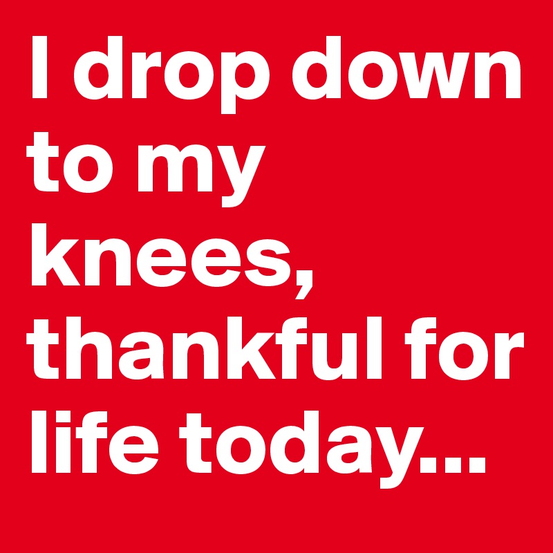 I drop down to my knees, thankful for life today...