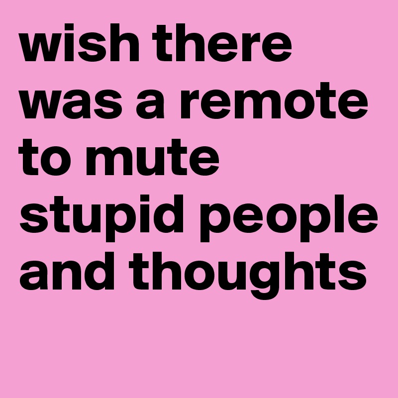 wish there was a remote to mute stupid people and thoughts
