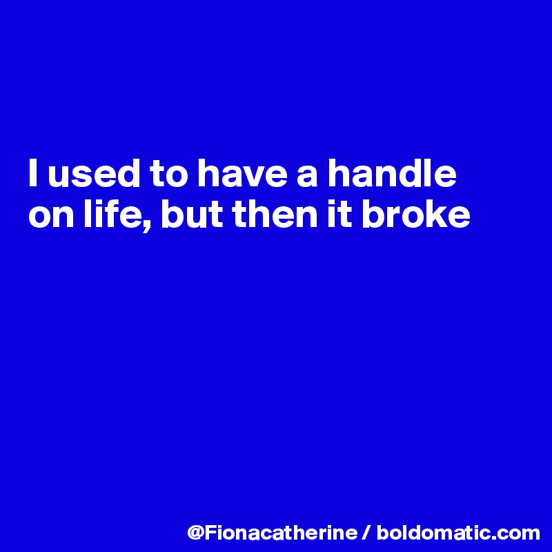 


I used to have a handle
on life, but then it broke






