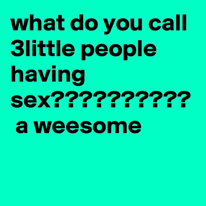 what do you call 3little people having sex??????????  a weesome