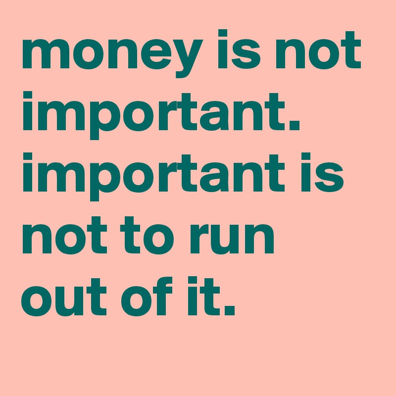 money is not important. important is not to run out of it.