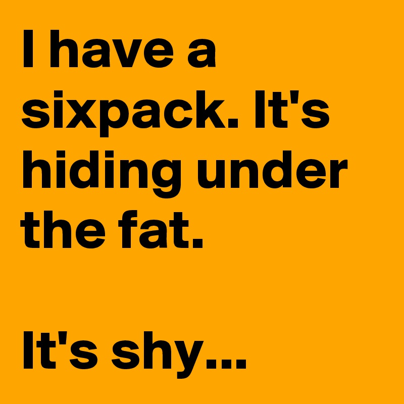 I have a sixpack. It's hiding under the fat.

It's shy...