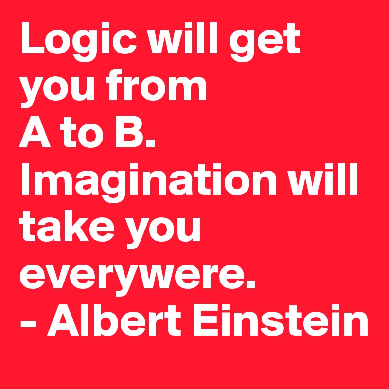 Logic will get you from 
A to B. Imagination will  take you everywere.
- Albert Einstein