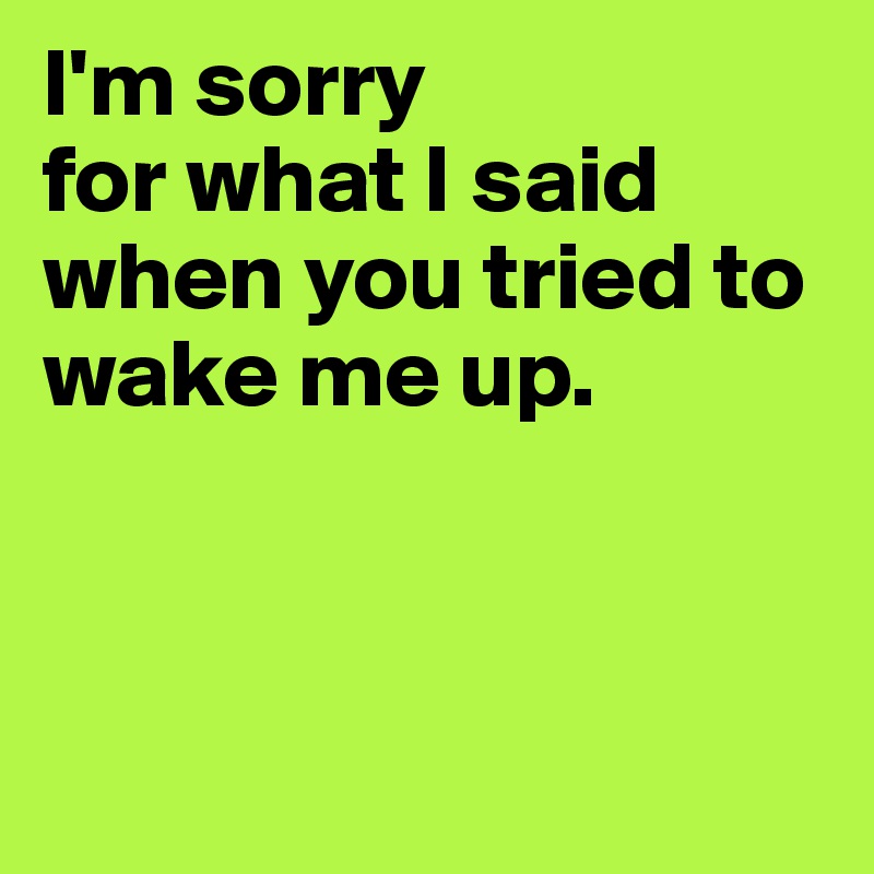 I'm sorry 
for what I said 
when you tried to wake me up. 



