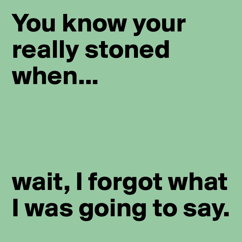 You know your really stoned when... 



wait, I forgot what I was going to say. 