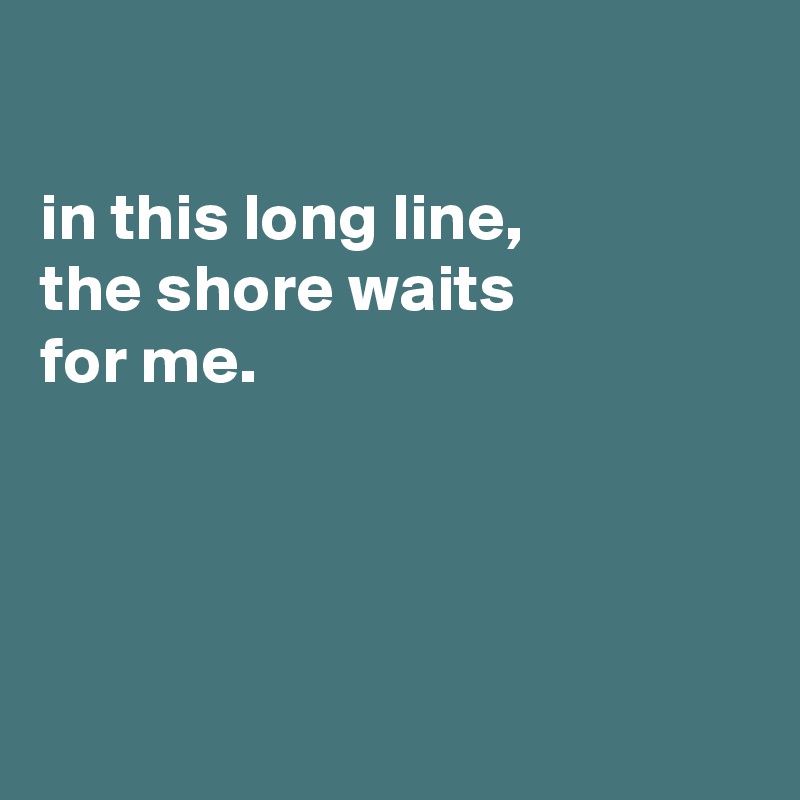 

in this long line,
the shore waits
for me.




