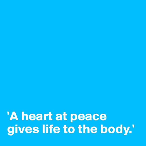 







'A heart at peace gives life to the body.'