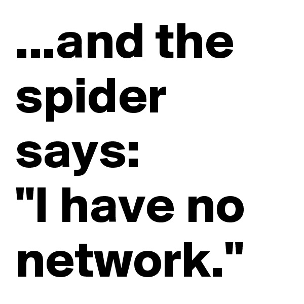 ...and the spider says:
"I have no network."
