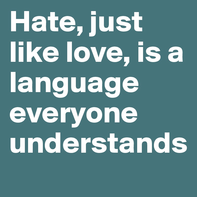 Hate, just like love, is a language everyone understands 