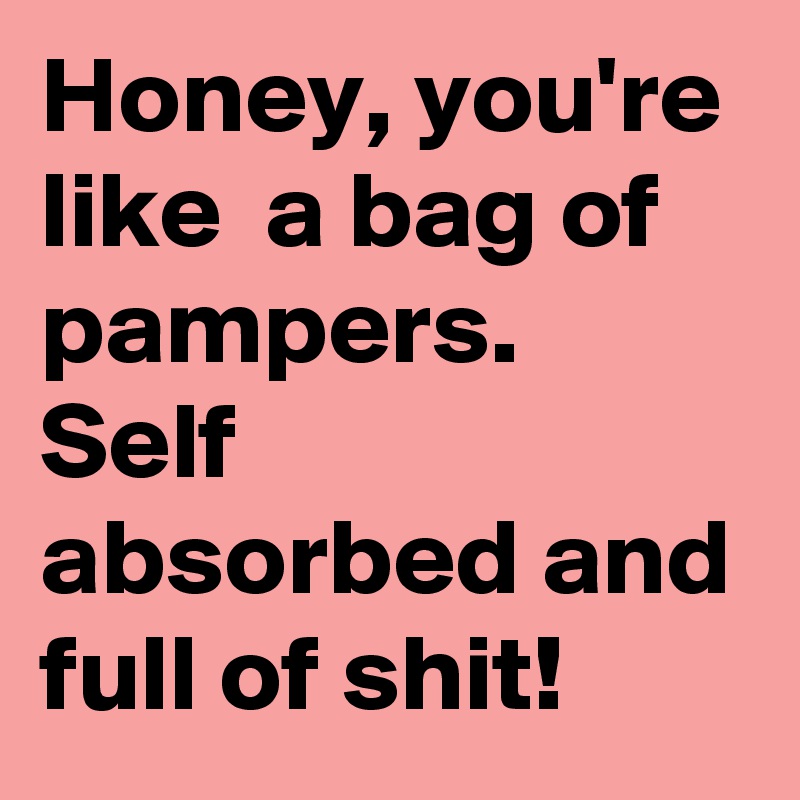 Honey, you're like  a bag of pampers. Self absorbed and full of shit!