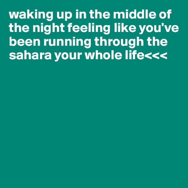 waking up in the middle of the night feeling like you've been running through the sahara your whole life<<<







