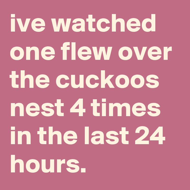 ive watched one flew over the cuckoos nest 4 times in the last 24 hours.