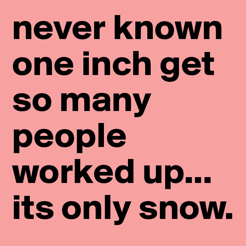 never known one inch get so many people worked up... its only snow. 