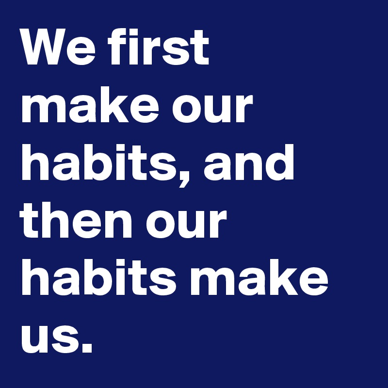 We first make our habits, and then our habits make us.