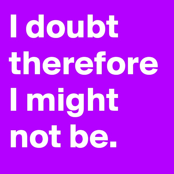 I doubt
therefore
I might not be.