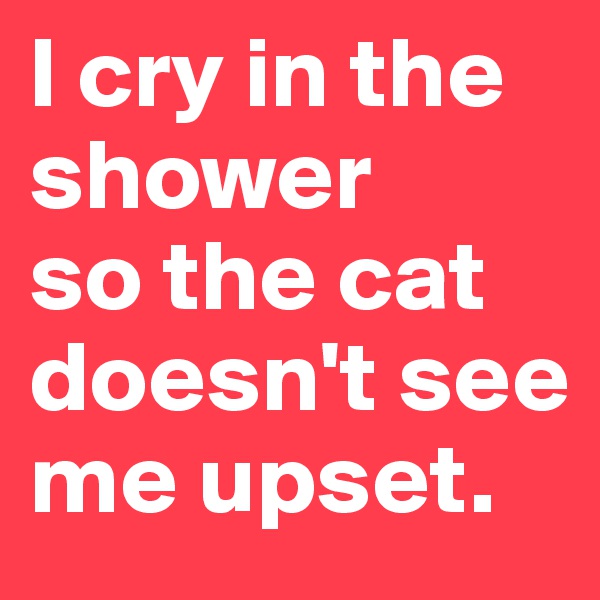 I cry in the shower 
so the cat doesn't see
me upset.