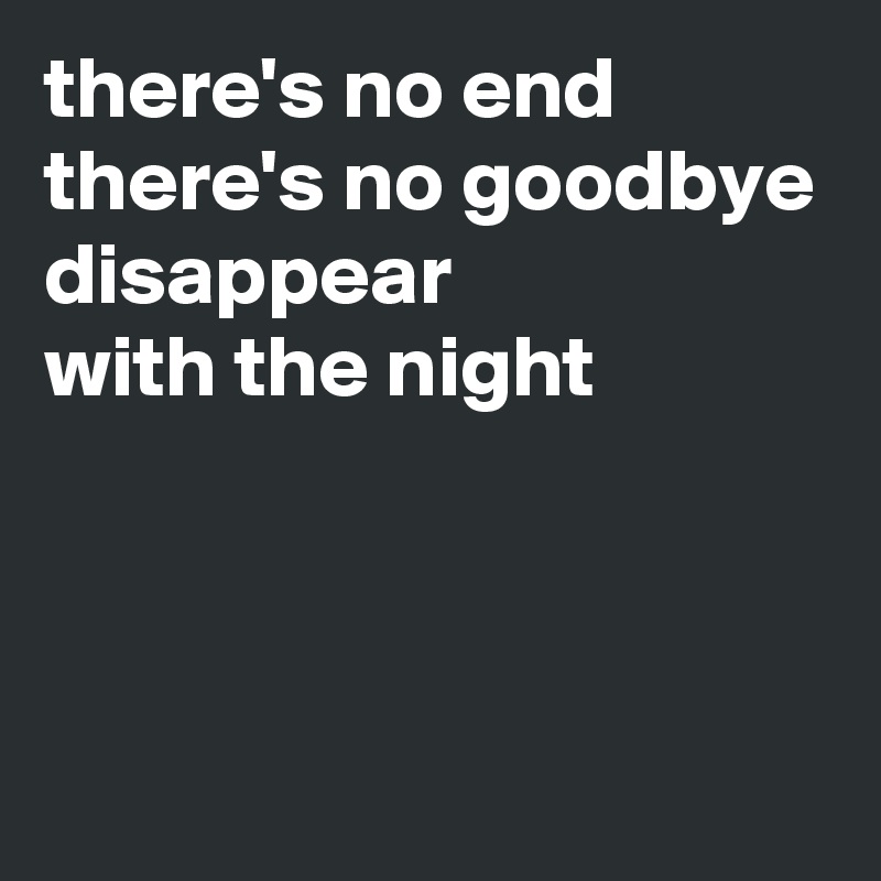 there's no end
there's no goodbye
disappear
with the night



