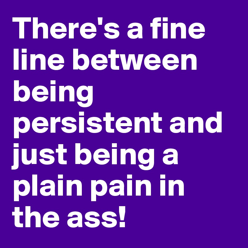 There's a fine line between being persistent and just being a plain pain in the ass!