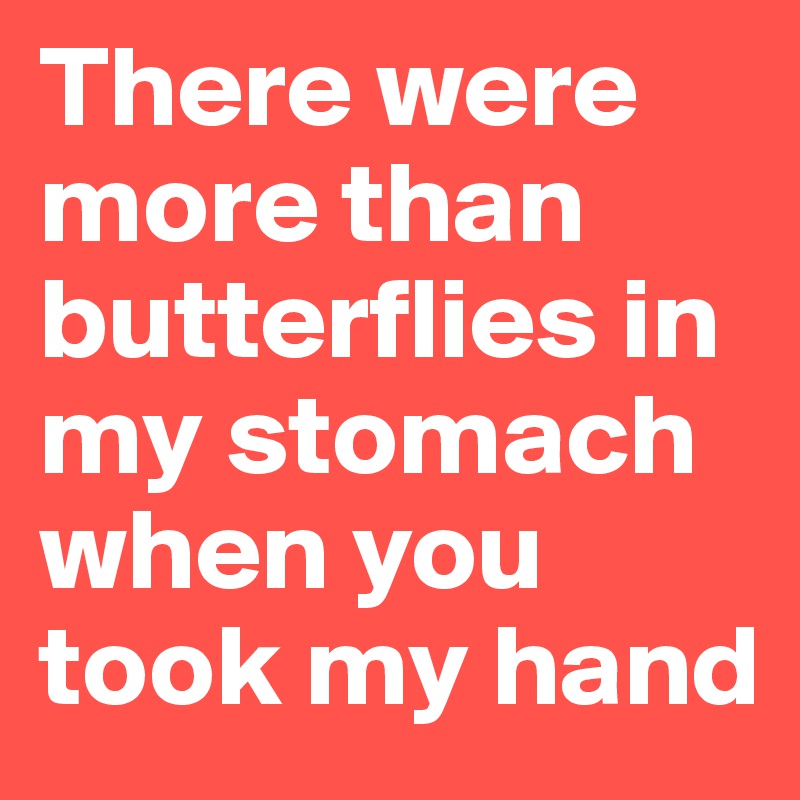 There were more than butterflies in my stomach when you took my hand