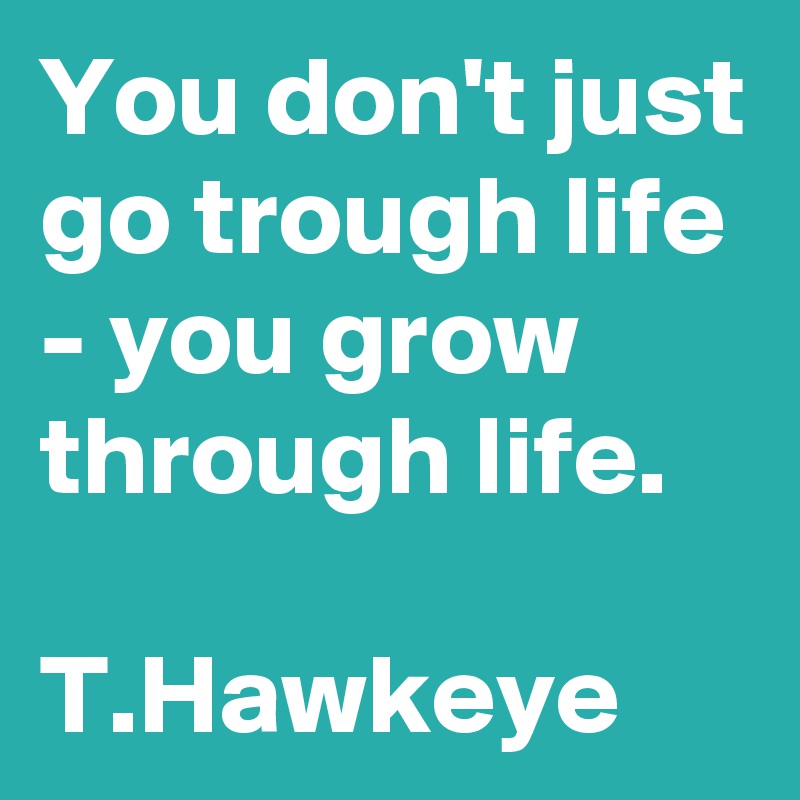 You don't just go trough life - you grow through life. 

T.Hawkeye