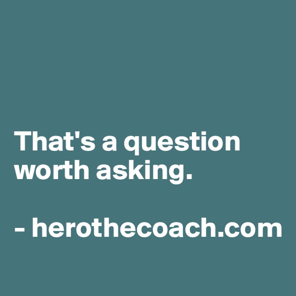 



That's a question worth asking.

- herothecoach.com
