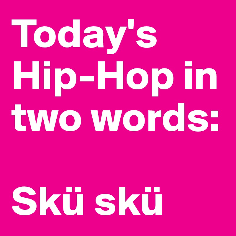 Today's 
Hip-Hop in two words:

Skü skü