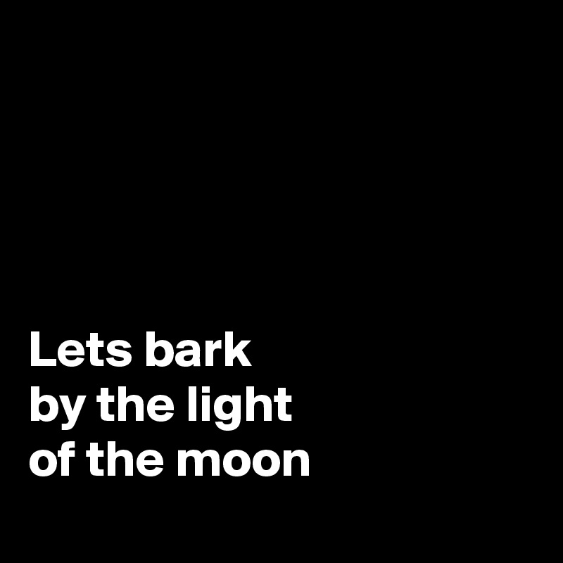




Lets bark 
by the light 
of the moon
 