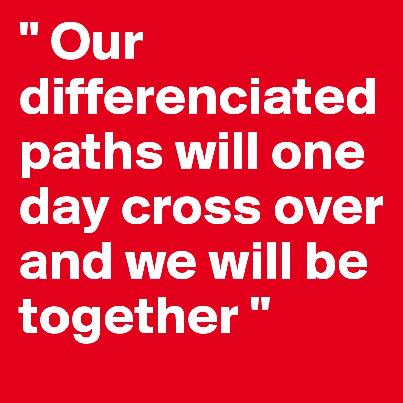 " Our differenciated paths will one day cross over and we will be together "