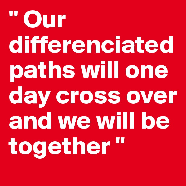 " Our differenciated paths will one day cross over and we will be together "