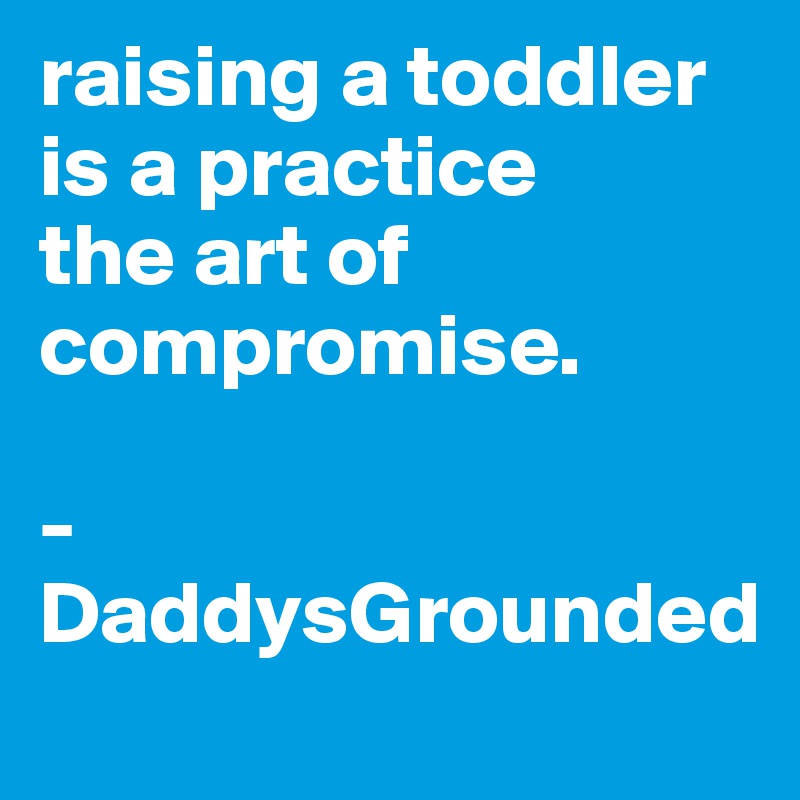 raising a toddler is a practice 
the art of compromise. 

- DaddysGrounded
