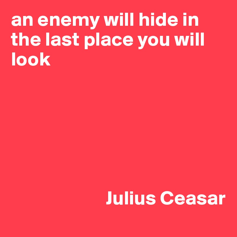 an enemy will hide in the last place you will look






                        Julius Ceasar