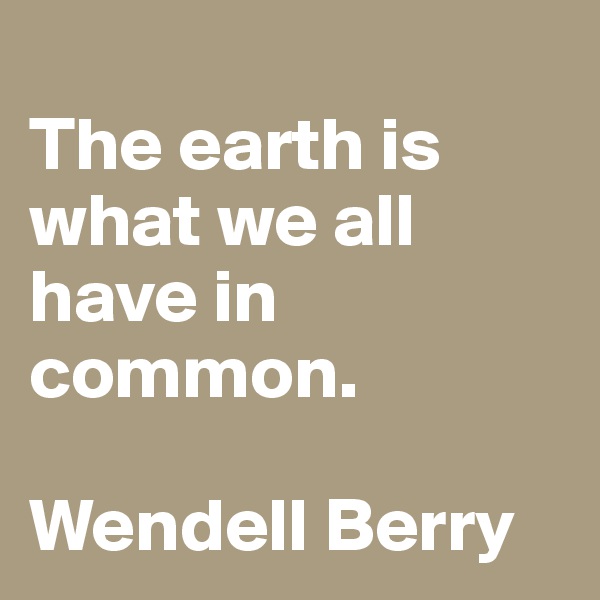 
The earth is what we all have in common.

Wendell Berry