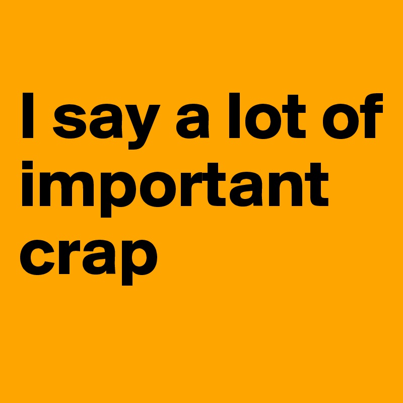 
I say a lot of important crap
