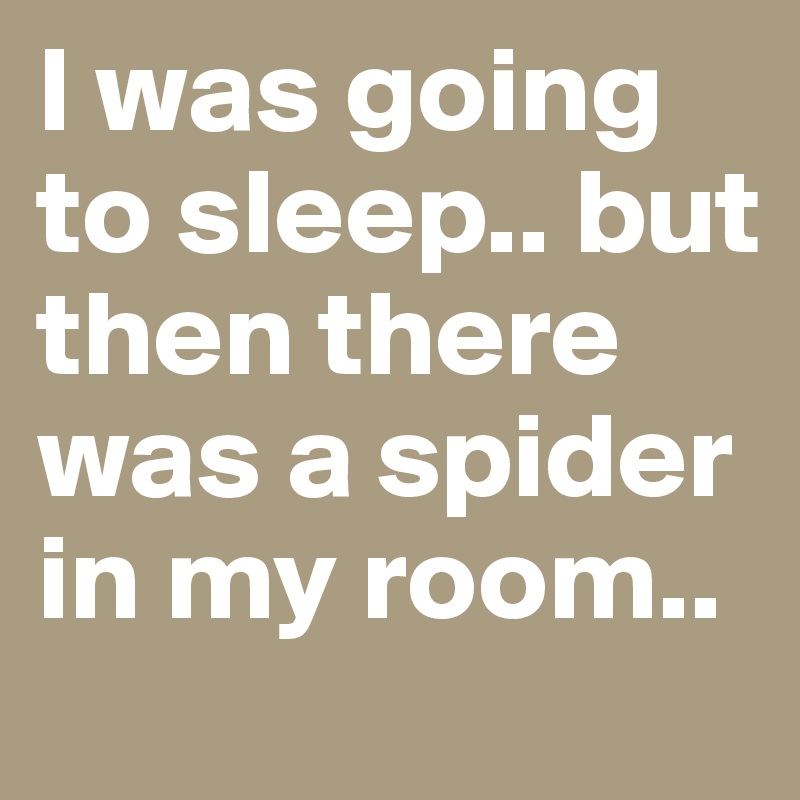 I was going to sleep.. but then there was a spider in my room..