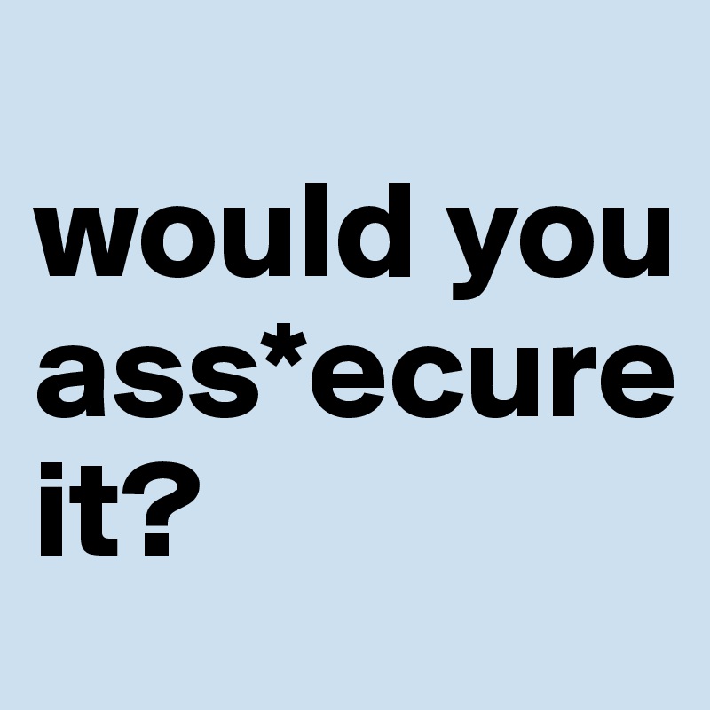 
would you ass*ecure it?