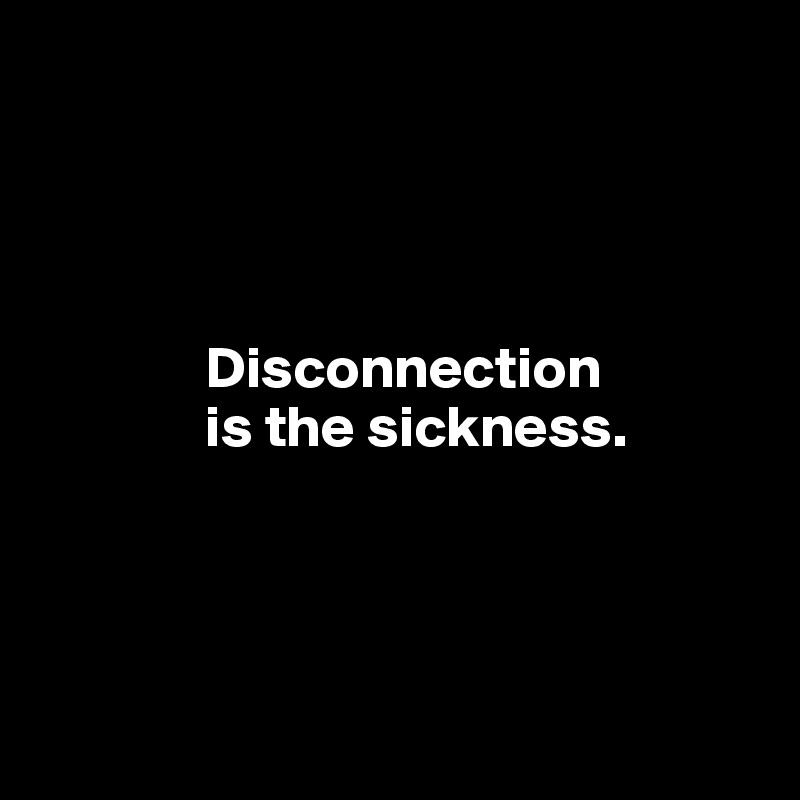 



         
              Disconnection 
              is the sickness.




