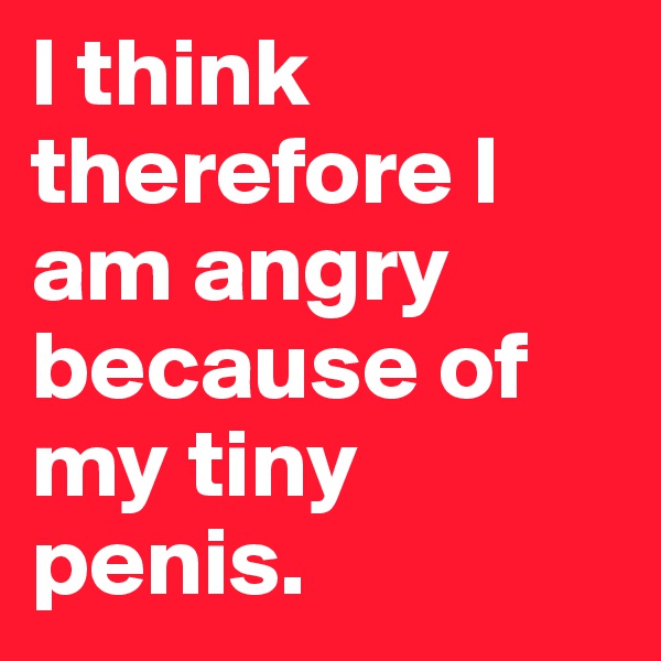 I think therefore I am angry because of my tiny penis.