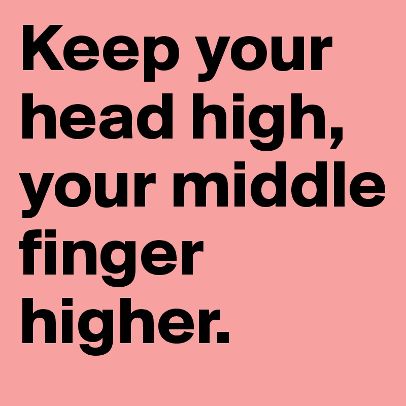 Keep your head high, your middle finger higher.