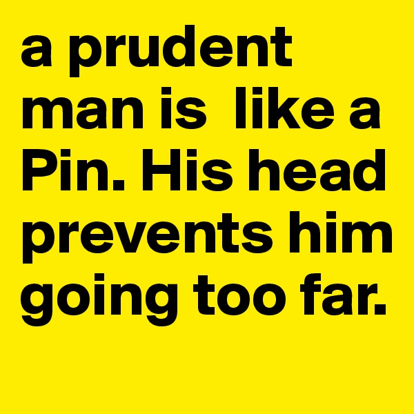 a prudent man is  like a Pin. His head prevents him going too far.