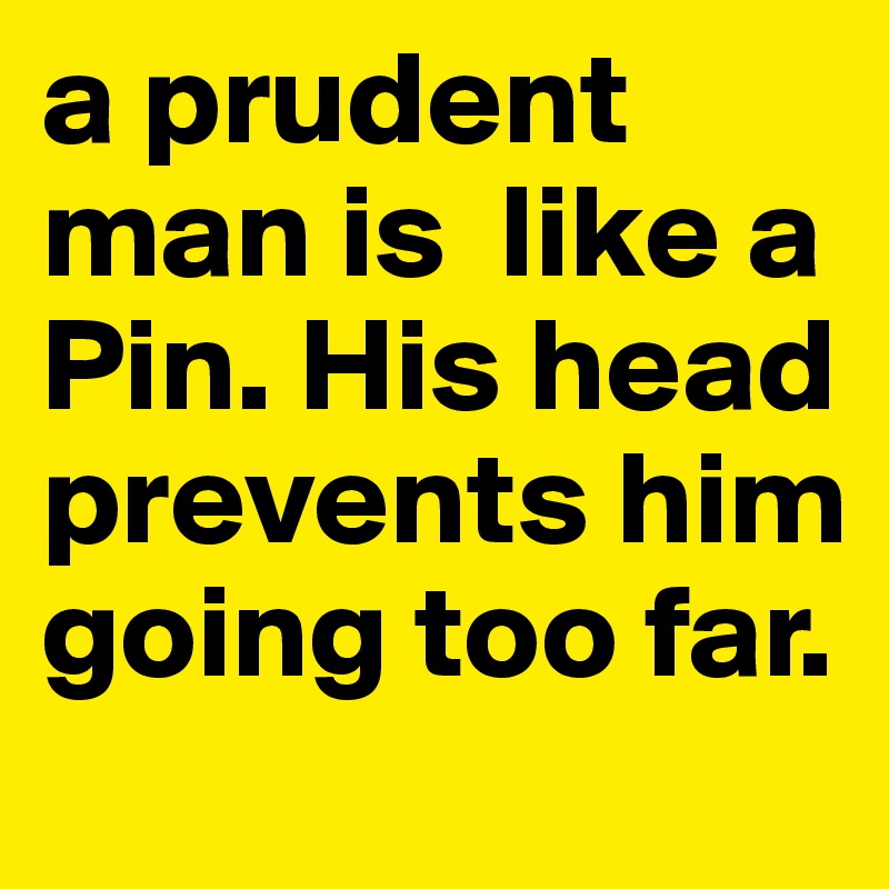 a prudent man is  like a Pin. His head prevents him going too far.
