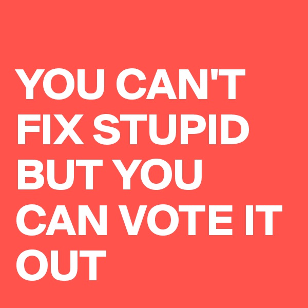 
YOU CAN'T FIX STUPID BUT YOU CAN VOTE IT OUT